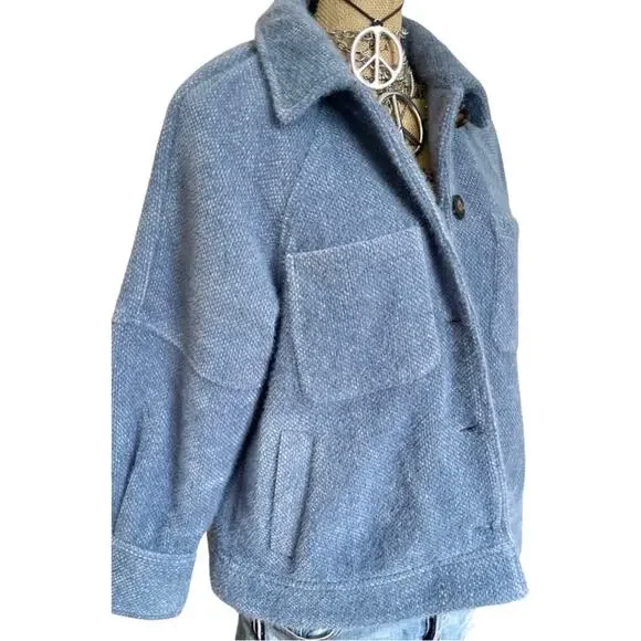 Anthropologie - Greylin Charley blue Cozy Shirt Jacket/Shacket - SIZE SMALL - Picture 4 of 16